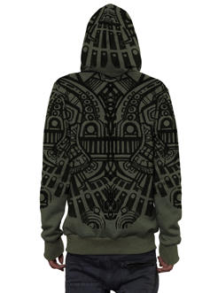 men black hoodie with a digital abstract print 